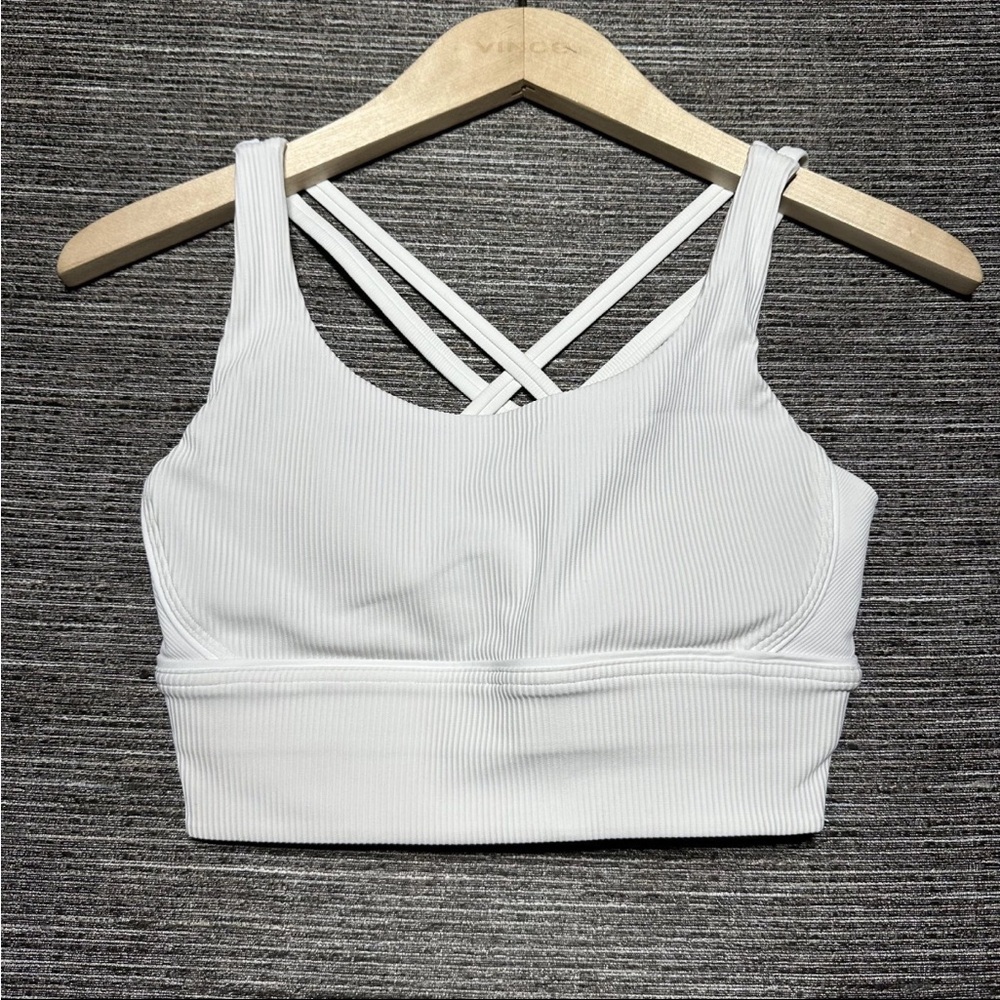 Lululemon longline energy bra - white ribbed 6
